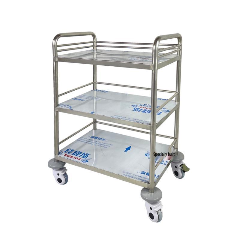 304 Stainless Steel Multi-Layer Cart with Silent Wheels - Anti-Collision, Multi-Functional Storage Trolley