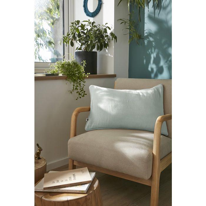 Coussin déhoussable 40 x 60 cm GAIA Eucaluptus – Gaze de coton avec passepoil élégant