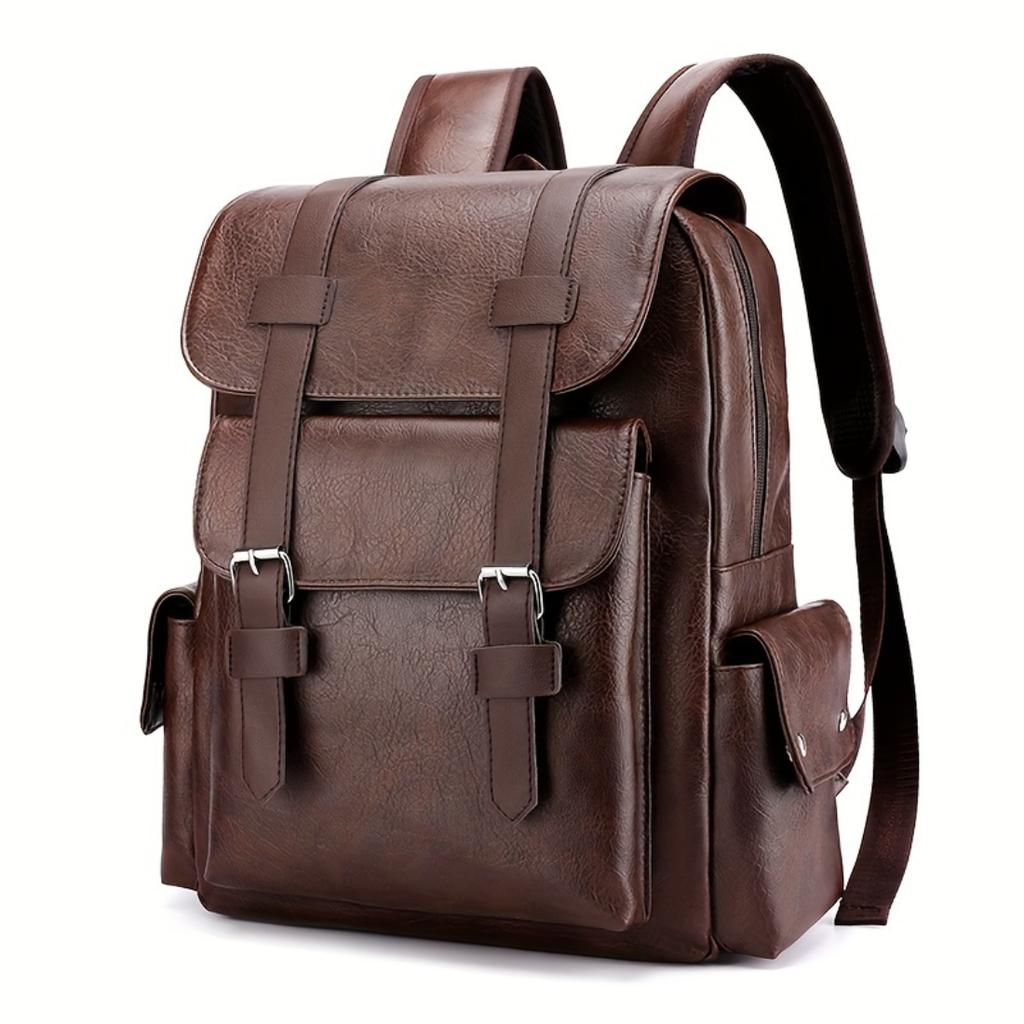 Zaino da Uomo in PU ad Alta Capacità con Tasche Multiple, Borsa per Laptop da Viaggio d'Affari e Pendolarismo per Lavoratori d'Ufficio e Studenti, Uso Quotidiano