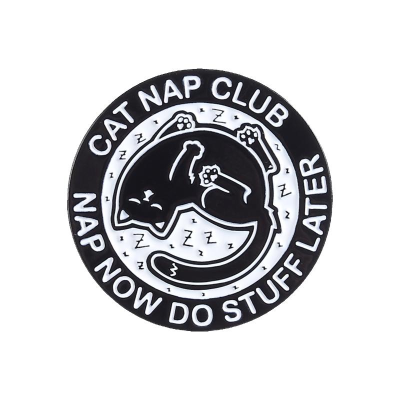 Stay Away From Me Funny Quote Enamel Pin Cat Nap Club Nap Now Do Stuff Later Cartoon Cat Brooch Lapel Badge Jewelry Gifts