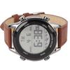 Men Digital Watch Dual Time Stopwatch Calendar Alarm Clock Waterproof Sports Watch with EL Luminous Coffee