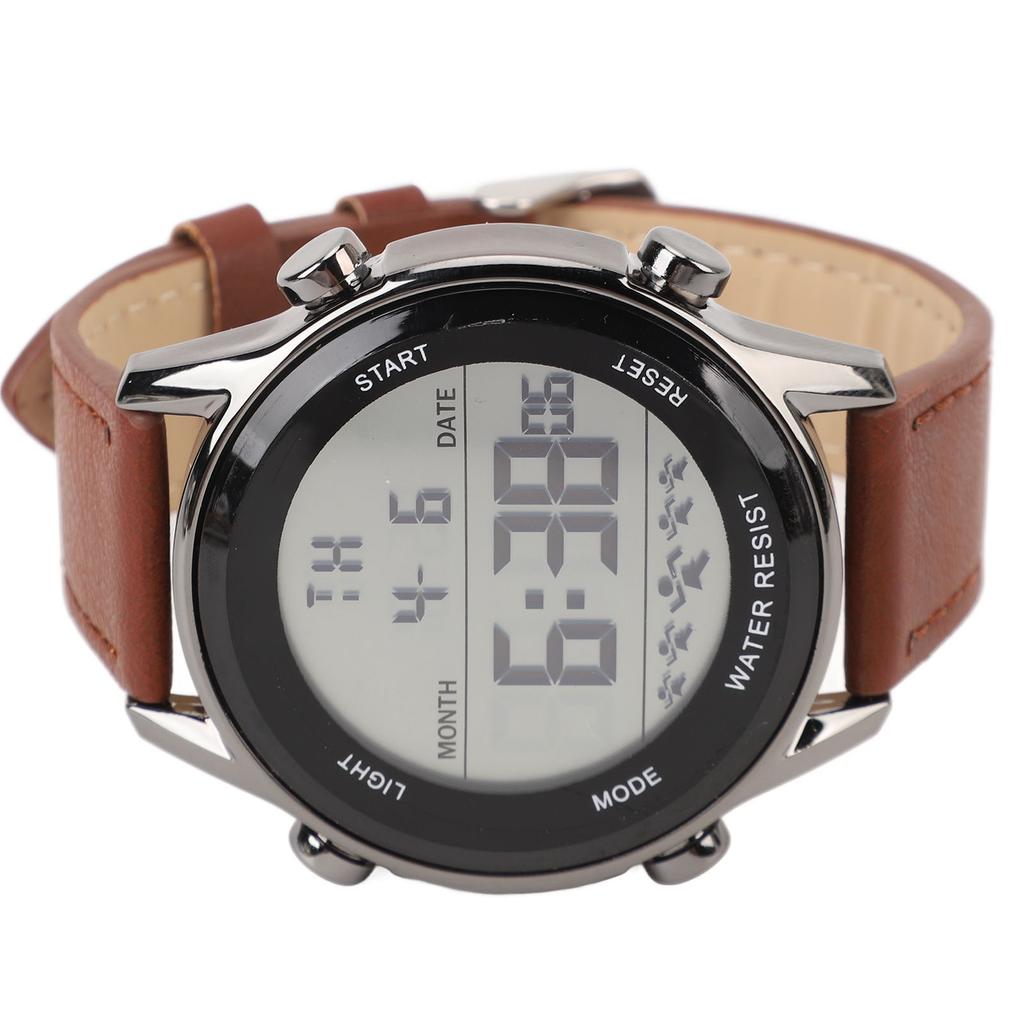 Men Digital Watch Dual Time Stopwatch Calendar Alarm Clock Waterproof Sports Watch with EL Luminous Coffee