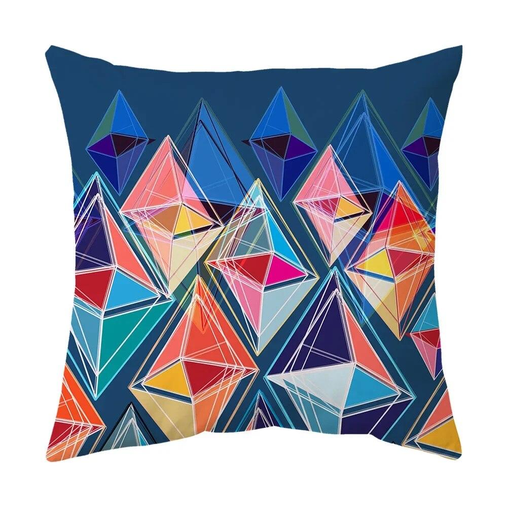 Colorful Geometric Abstract Pattern Printed Pillowcase, Sofa Cushion Cover, Office Car Decoration, Personalized Home Decoration