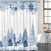 Christmas Shower Curtain Xmas Tree Shower Curtain Winter Snowflake Pattern Shower Curtain For Bathroom Decor Washable Durable