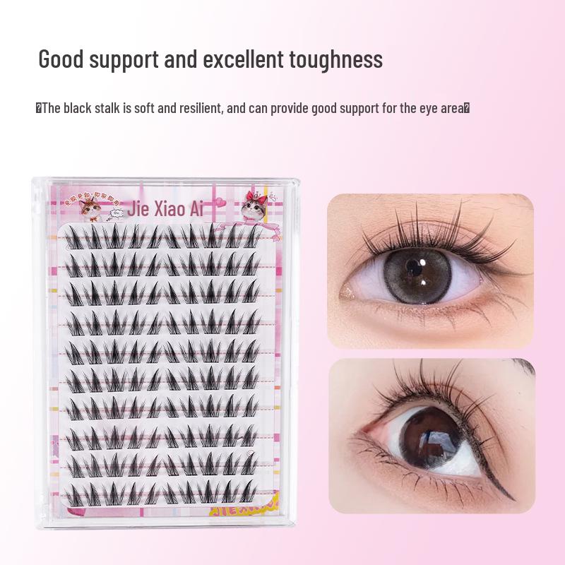 

Jie Xiao Ai Sunflower Natural Curled Single Cluster False Eyelashes - Glue & Remover-Free, Butterfly Design, Large Capacity