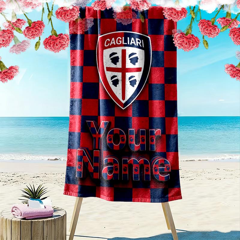 Name Custom Cagliari Calcio Print Beach Towel, Large Soft Quick Dry Towel for Beach Camping Swimming