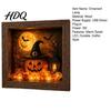 Gothic Shadow Box Night Light DIY Lighted Halloween Ghost Kit Wooden Frame LED Warm Light Crystal Glass Display Case Memory with Panel Decorative