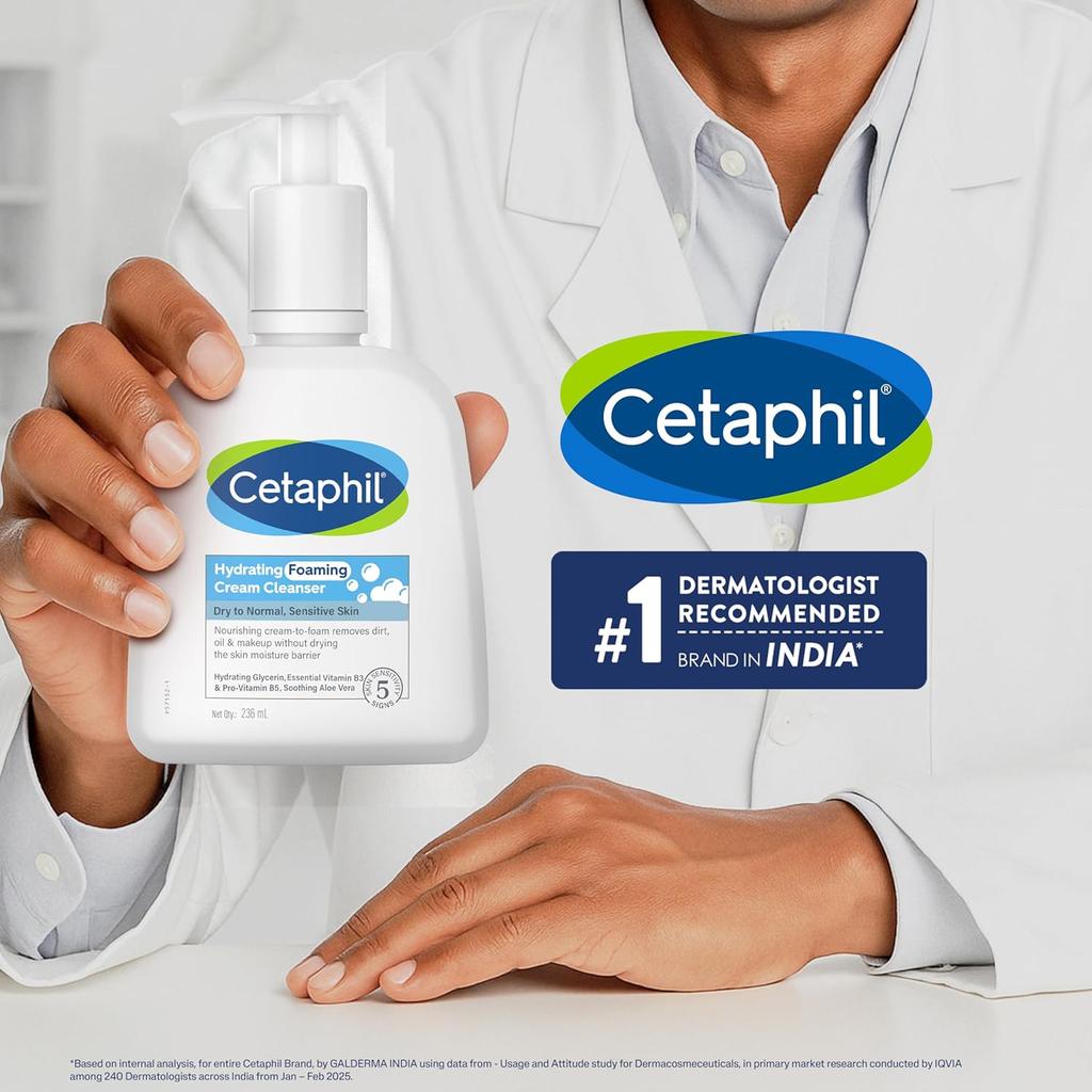 Cetaphil Hydrating Foaming Face Wash 236ml for Men Women Gentle Deep Clean Pollution Defense