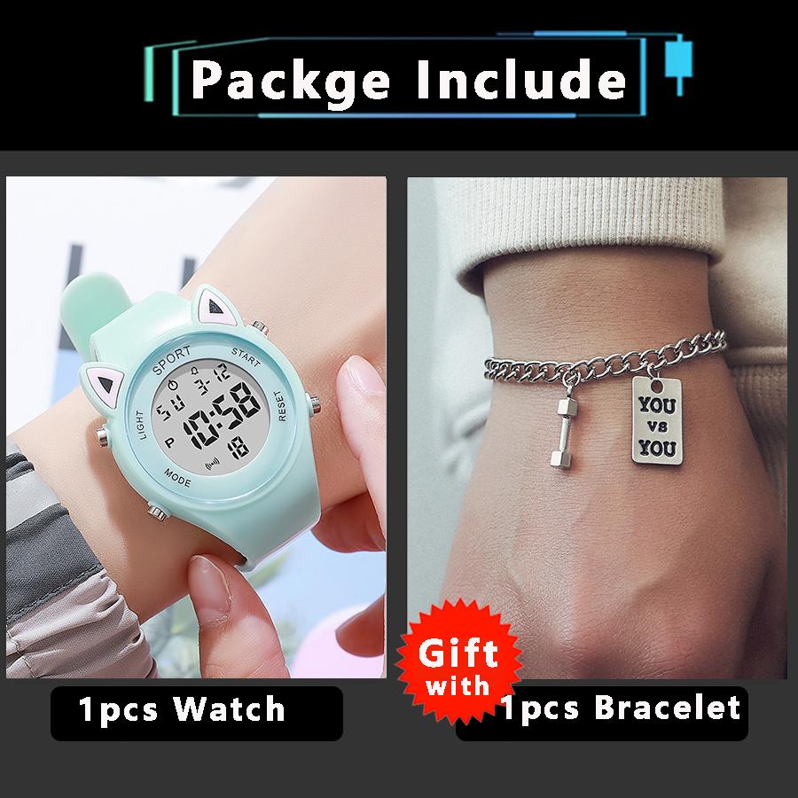 Children Student Electronic Watches for Girls and Boys Cute Cat Ear Digital Sport LED Simple Electronic Wrist Watch Kids Relogio