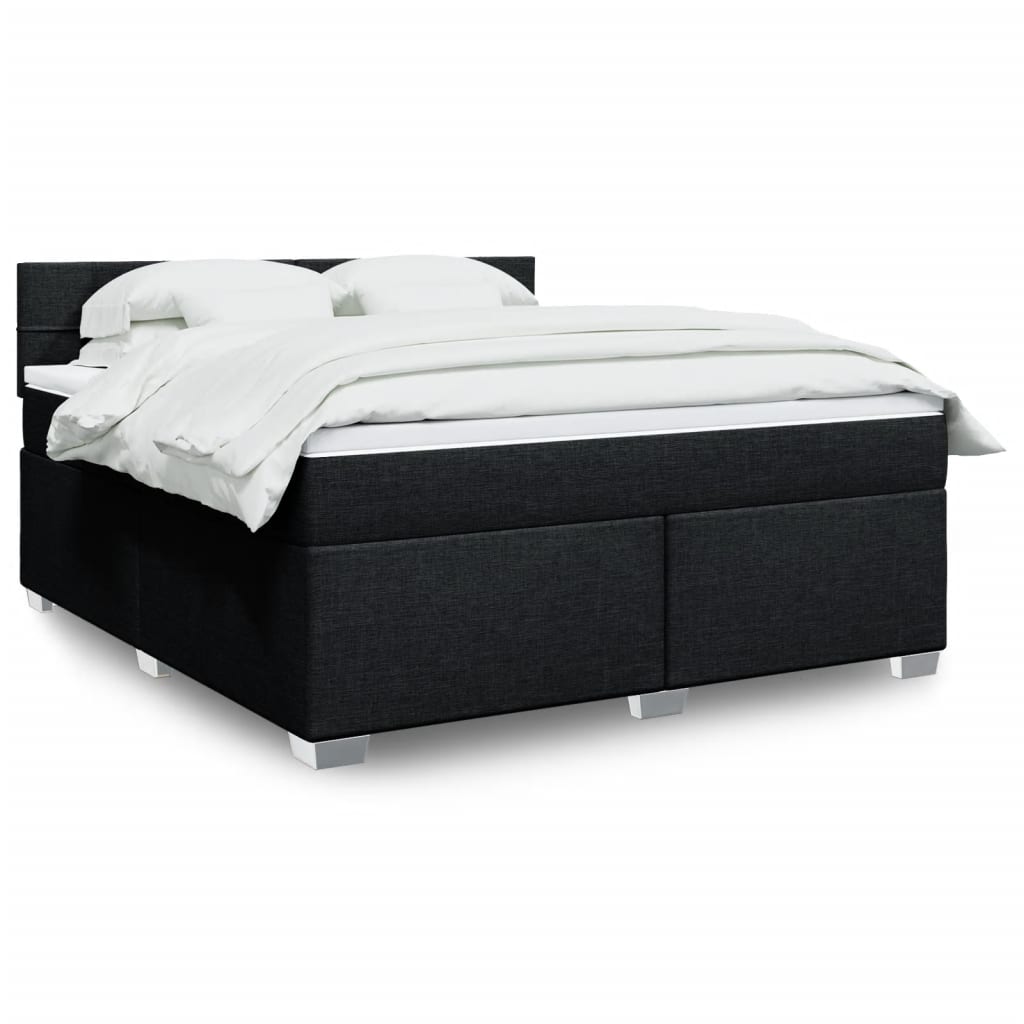 Box Spring Bed with Mattress Black 180 x 200 cm Fabric