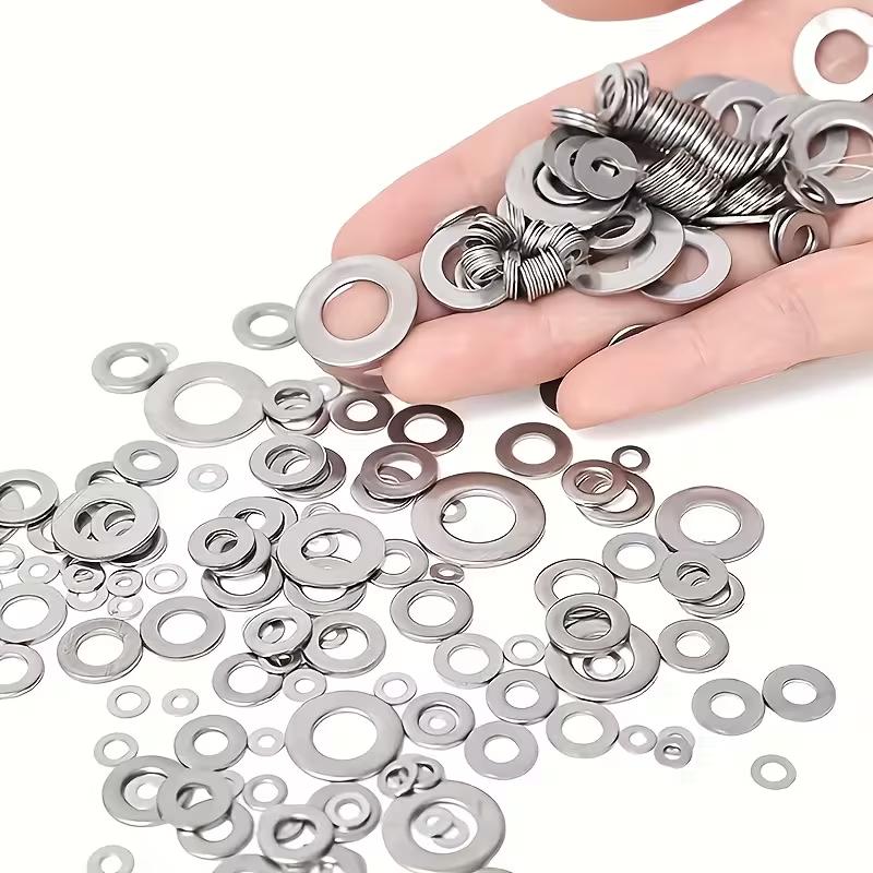 Stainless Steel Flat Washer Assortment Kit M2 M2.5 M3 M4 M5 M6 M8 M10, Hardware Fasteners for Home Decoration Industrial Repair