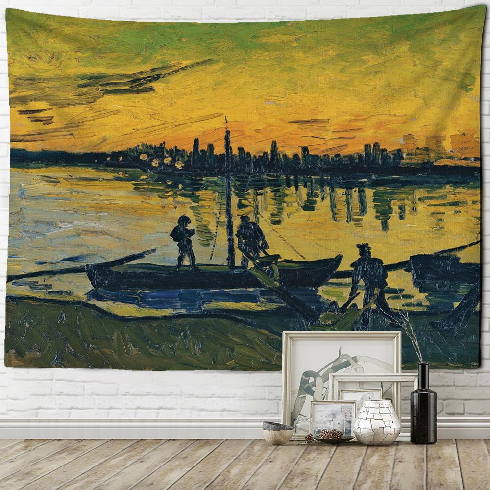 

Рисовое поле Урожай Картина маслом Ван Гог Гобелен Настенный богемный Эстетический номер Хиппи Фон Ткань Декор 230x180cm