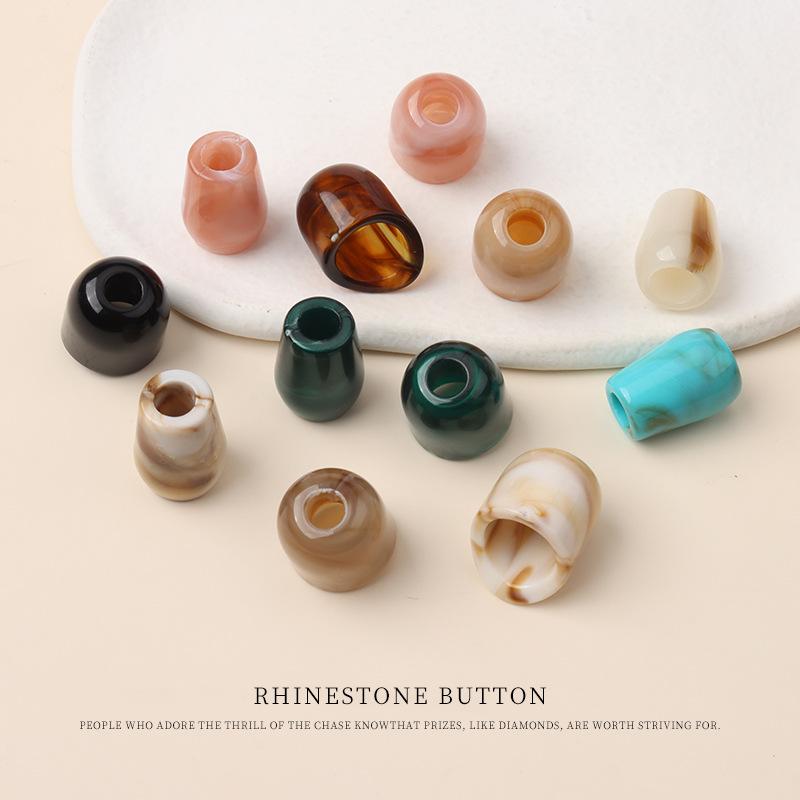 5pcs Acrylic Two-Color Hanging Bell Diy Beaded Bucket Bead Material Large Hole Round Bead Buckle Swimsuit Sweater Pants Drawstring Button