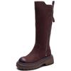 Fashion GKTINOO Retro Long Boots 2025 Winter New Genuine Leather Fashion Side Zipper Knight Boots Thick Soled Booties Women's Shoes