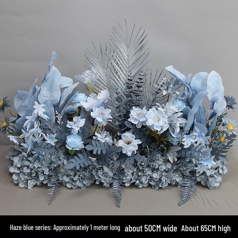 Blue Artificial Flower Row for Wedding Aisles and T-stage Decorations