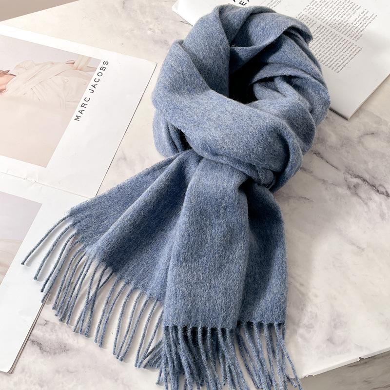 White Pure Scarf Women's Winter Korean Versatile High-end Sense Thickened Couple Scarf Dual-purpose High-end Gift