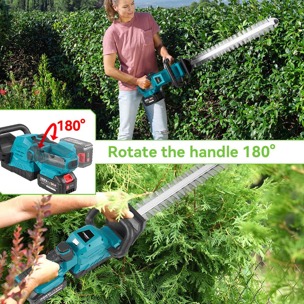 Newbeny Electric Hedge Trimmer 3000RPM Pruning Saw with LED Display Cordless Lawn Mower Garden Tool For Makita 18V Battery Pin