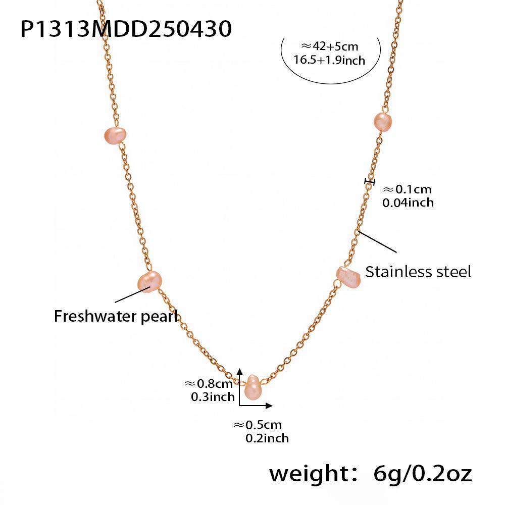 Qiong Yao Pink Freshwater Pearl Clavicle Necklace - Elegant European  American Style, High-End Summer Accessory