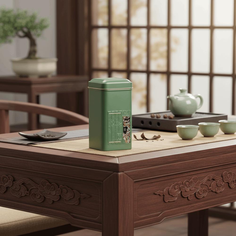 Square Tea Sealed Jar Retro Tinplate Container Teaware Empty Cans  Food Storage