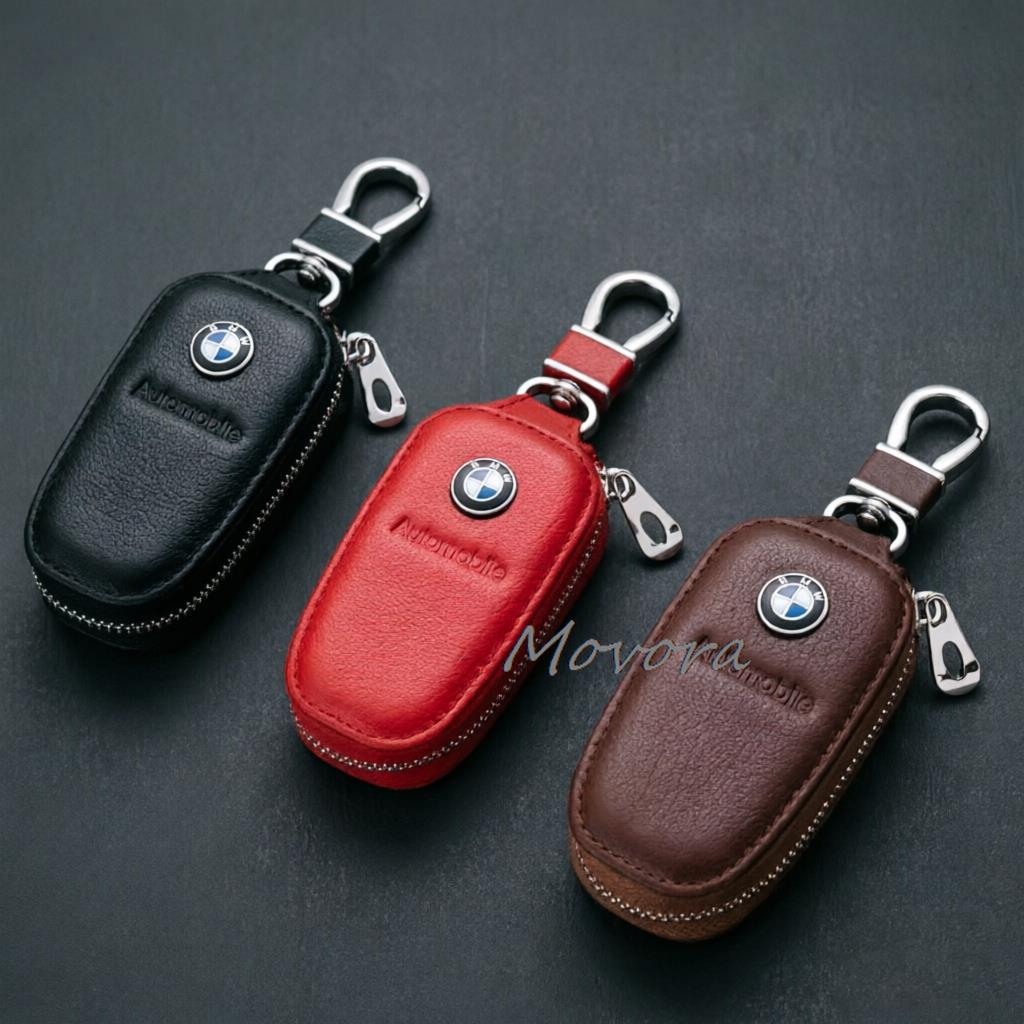 WSQK5 Leather Car Key Bag Multifunction Organizer Wallet For BMW M Power Performance E90 E91 E92 E93 X1 X3 X5 X6 M3 M5 F18 E63 Sticker