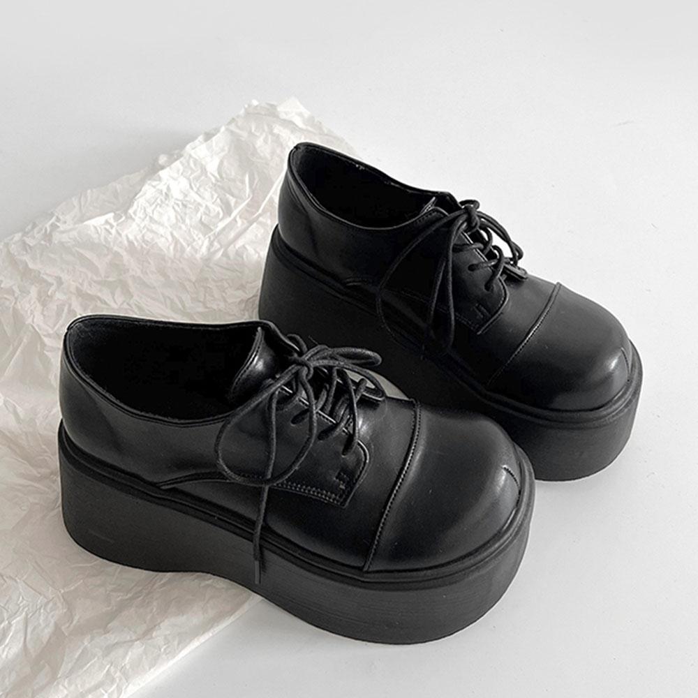 

Модные готические туфли на платформе и танкетке, женские туфли-лодочки на шнуровке, женские лоферы в стиле панк, нарядные, для офиса, работы, черные, новая женская обувь 2025 40 чёрный