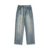 Jeans Bianchi Lavaggio Retrò Tendenza High Street da Uomo Pantaloni Larghi Base Ampi Dritti