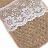 5 Pcs Burlap Lace Cutlery Pouch Wedding Tableware Party Decoration Holder Bag Hessian Rustic Jute 11cm X 21cm