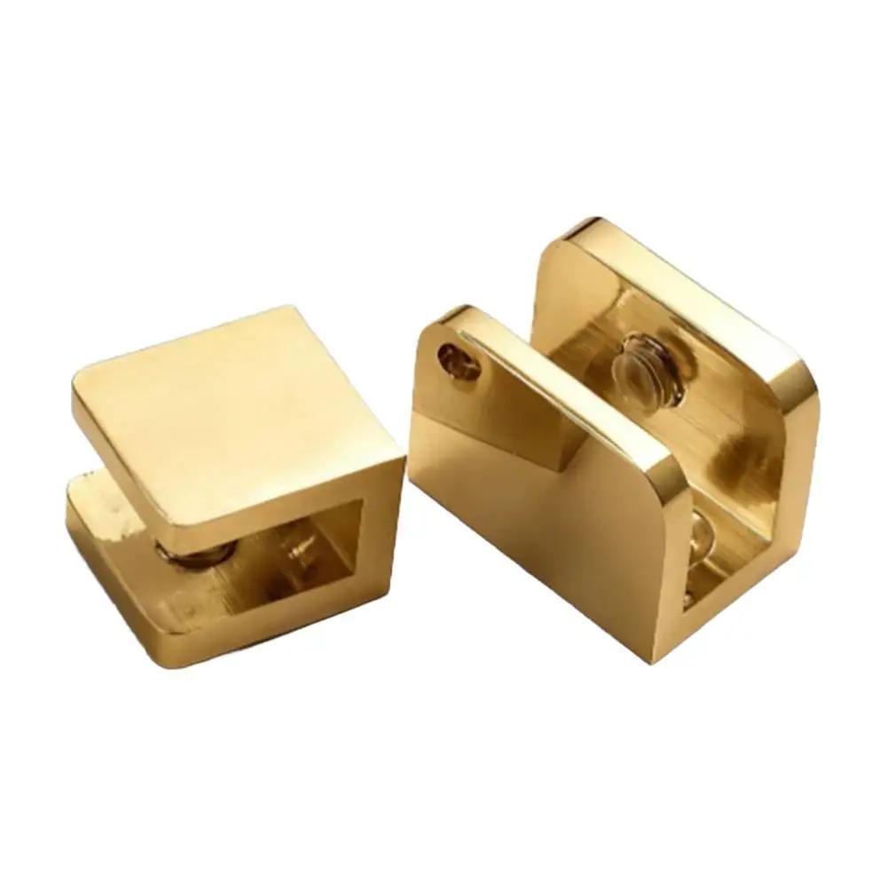 Glasklämma i mässing för badrumshyllor, vinskåp och vitrinskåp. Stöd med säker glaslåsfunktion.