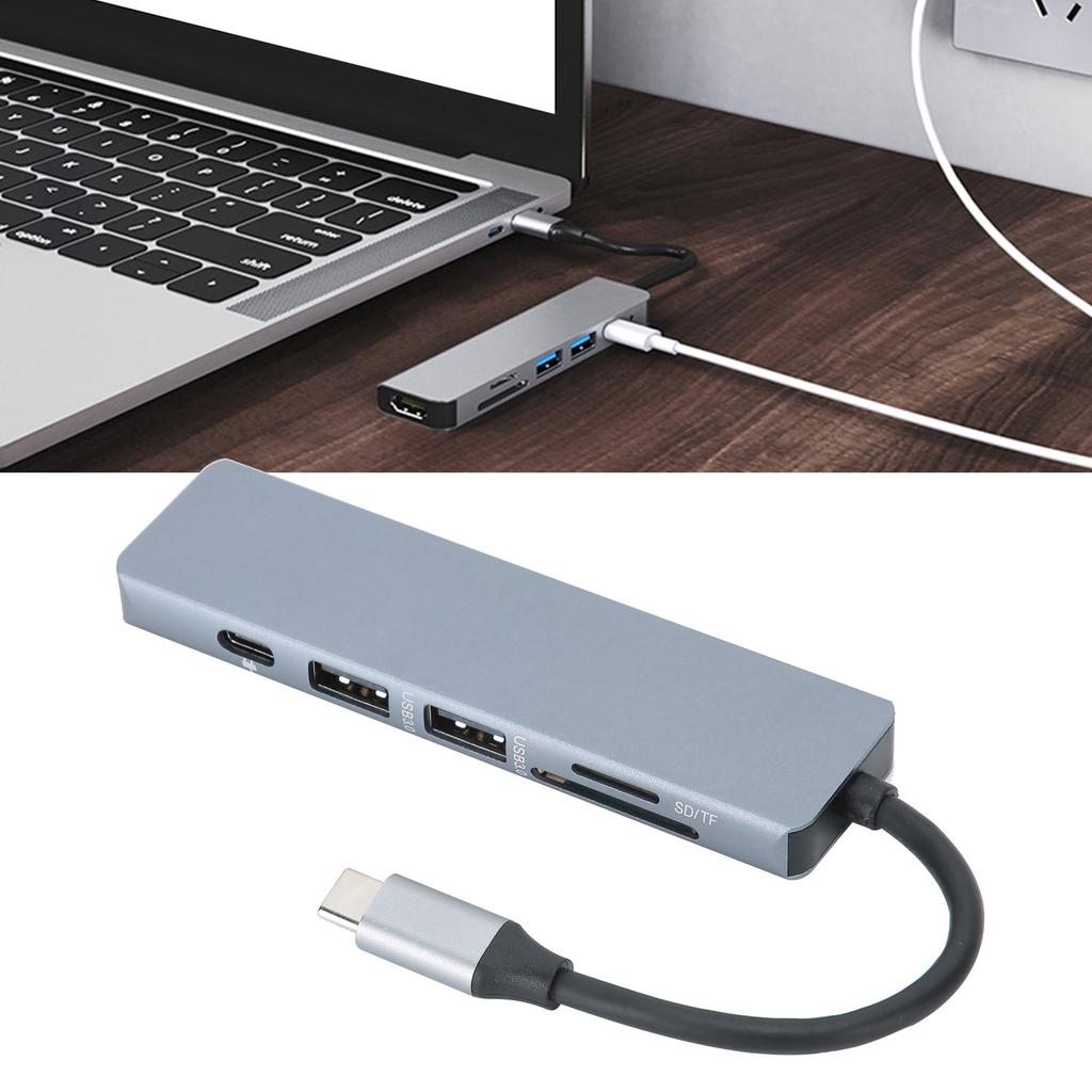 6In1 TypeC Hub Adapter TypeC to HDMI Docking Station Adapter Computer Accessory