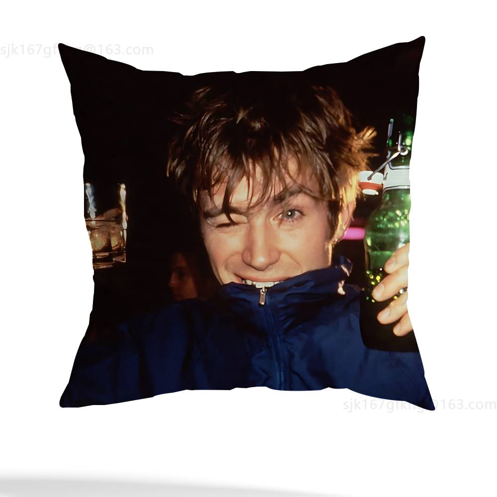 I Love D-Damon Albarn Pillow Case Square Double-Sided Printing Short Plush Sofa Cushion Cover Bedroom Bedside Pillow