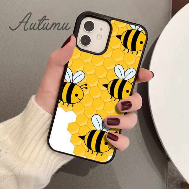 Bumble Bee Honeycomb Honey Phone Case for iPhone 11 12 13 14 Pro Max Mini XR XS SE 2020 6 7 8 Plus Samsung Galaxy S21 S22 Cover