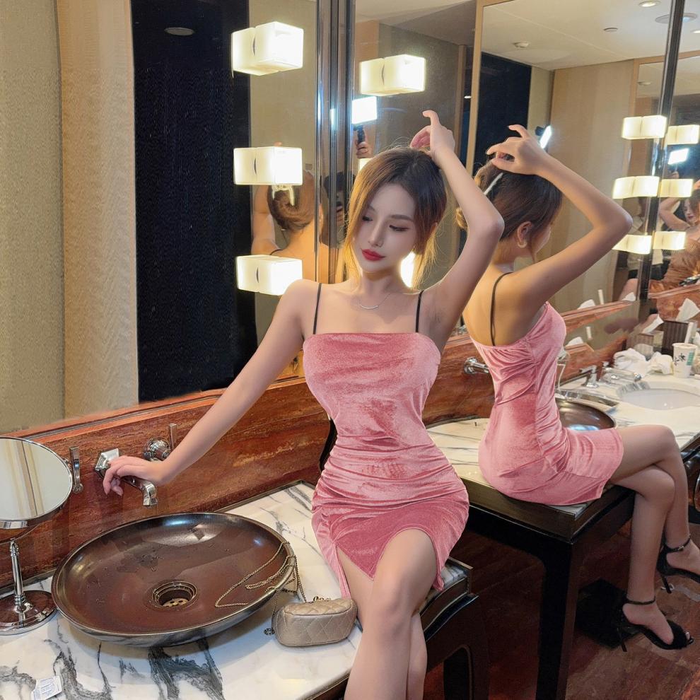 Velvet Gold Petite Bodycon Camisole Dress