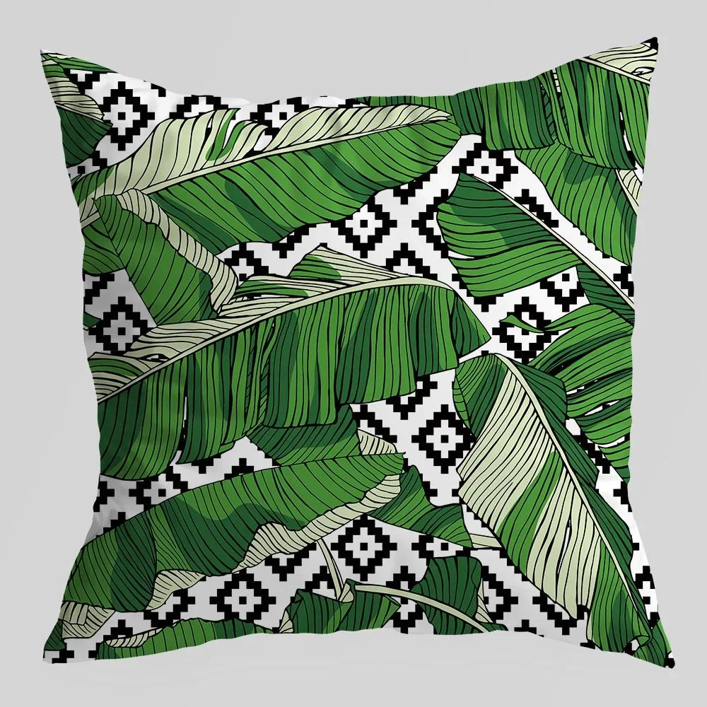 Tropical Green Tiger Pattern Double-sided Printed pillow cover Short plush Suitable living rooms sofas throw cushion cover