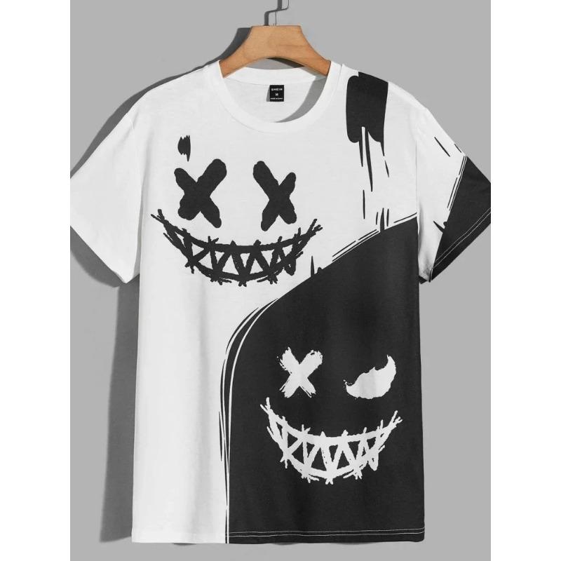 Vtipná trička Módní Hip Hop Potištěná trička Léto Street Tide Módní design Krátký rukáv Ležérní Pánské tričko