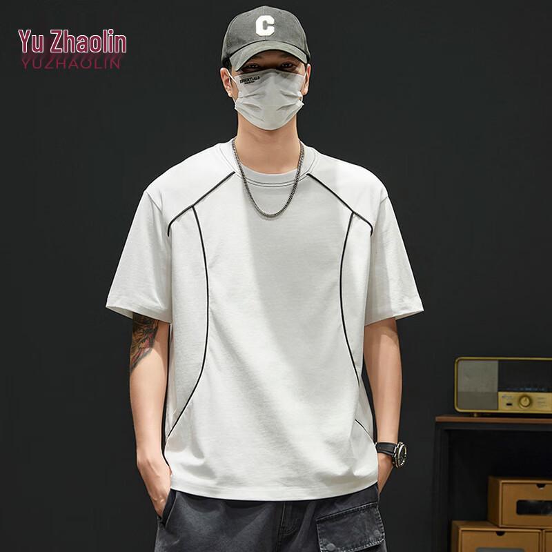 YUZHAOLIN Men s Trendy Loose Fit Round Neck T-Shirt M