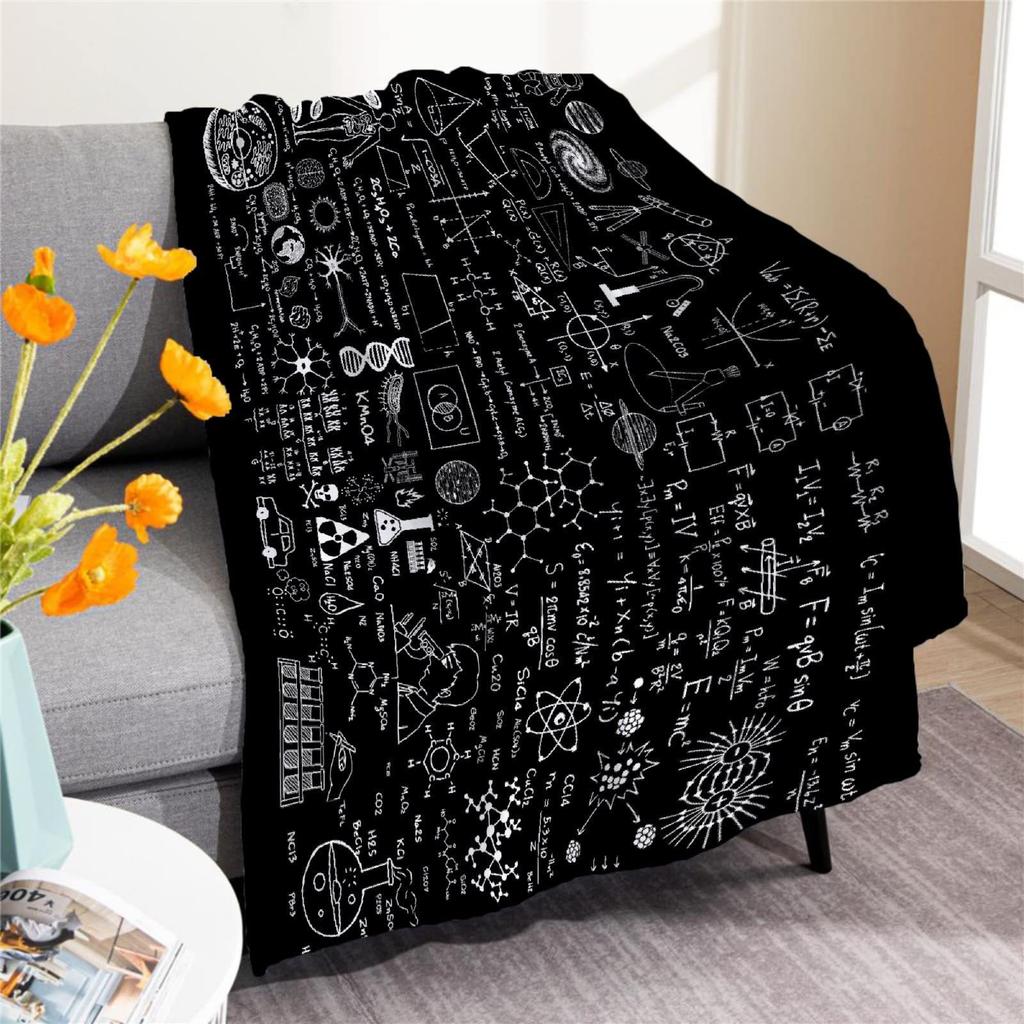 Mathematical equation digital-printed polyester Bedroom velvet flannel cover blanket Fleece soft sofa cover blankets for beds