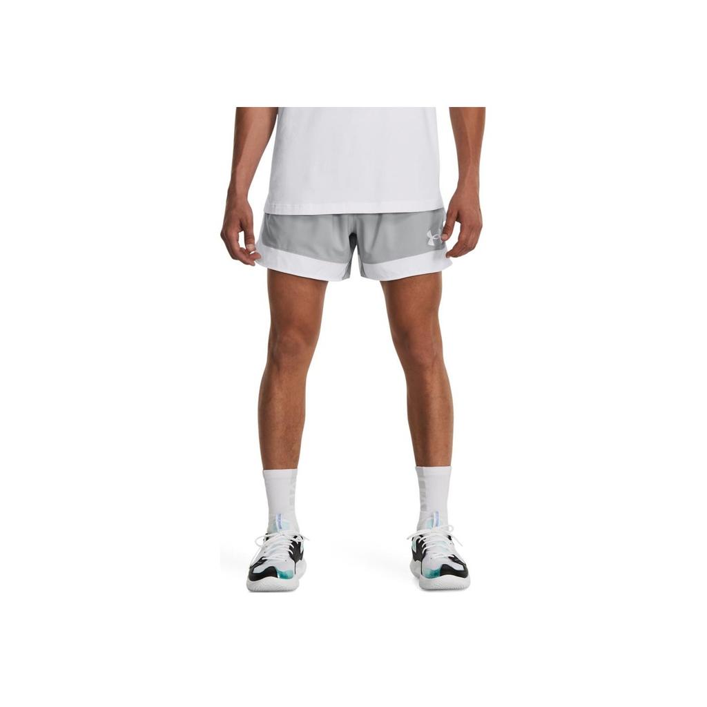 Under Armour Baseline Color Block Logo Print Elastic Waist 5 Inch Basketball Shorts Men shorts Gray 1380302-011