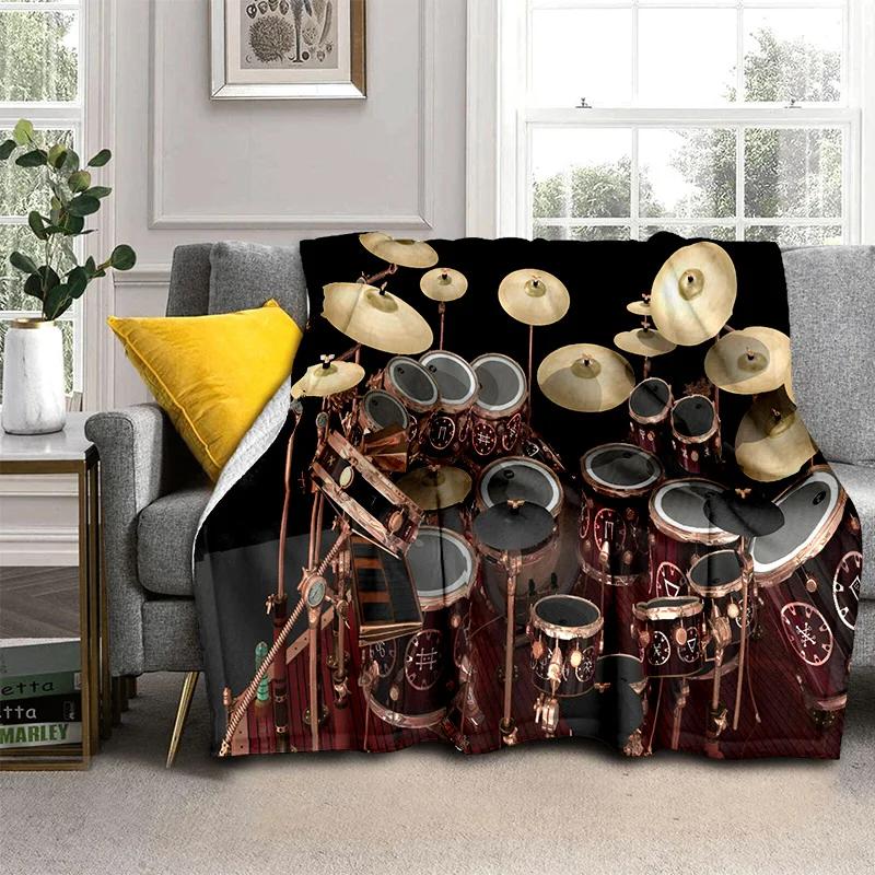 Music Instruments Drum Kit  Drum Set Blanket,Soft Throw Blanket for Home Bedroom Bed Sofa Picnic Travel Office Cover Blanket Kid