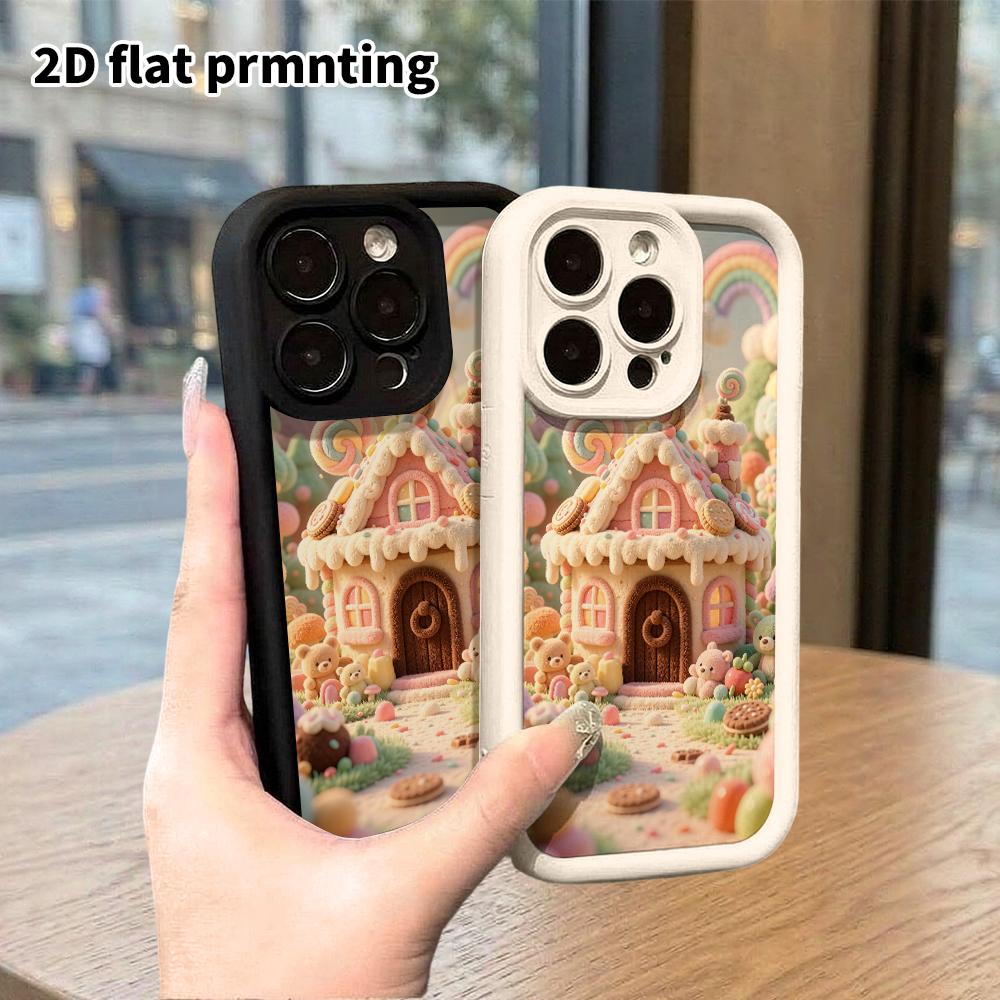 Phone Case: 2D Flat, Suitable for iPhone 18 17 16 15 14 13 12Pro Protective Case, Gingerbread House, Perfect Christmas and Halloween Holiday Gift