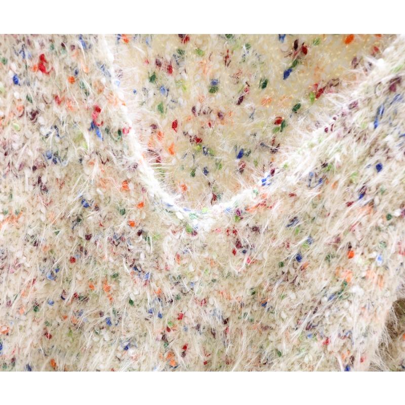 Autumn Winter Women Sweet V-neck Soft Furry Mohair Knitted Sweater Christmas Pullover Tops