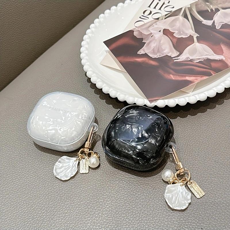 Traumhaftes Weiß Rosa Glänzendes Muschel Case für Samsung Galaxy Live 2 Weiches Silikon Stoßfestes Kopfhörer Case für Galaxy Buds Pro Hülle