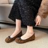  Bow flatsoled single shoes, early spring round head, shallow mouth, comfortable fattening and widening large size women's shoes