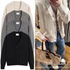 AMI ANCIENT Autumn/Winter V-neck Knit Cardigan - Casual Loose Embroidered Sweater for Couples