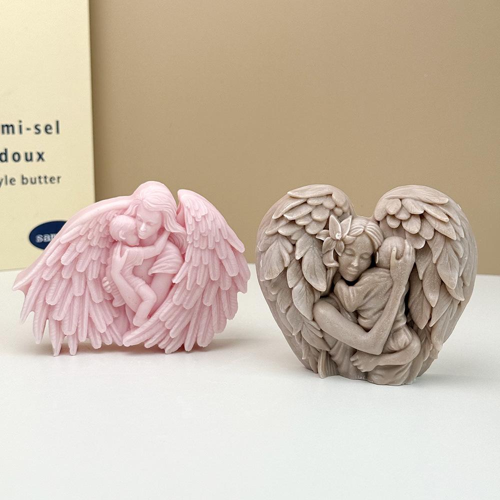 DIY Flat Butterfly Angel Candle Silicone Mold Mother's Day Love Angel Mother and Child Aromatherapy Epoxy Resin Mold Home Decor