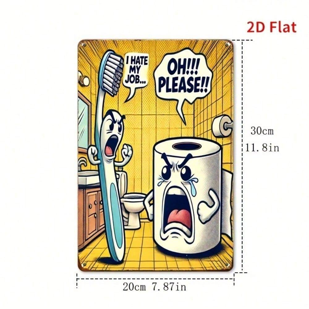 Vintage Metal Wall Art Funny Bathroom Sign