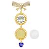 DIY Customizable Wedding Photo Brooch Charm With Rhinestones Bowknot Blue Heart Pendant For Bridal Bouquet Keepsake