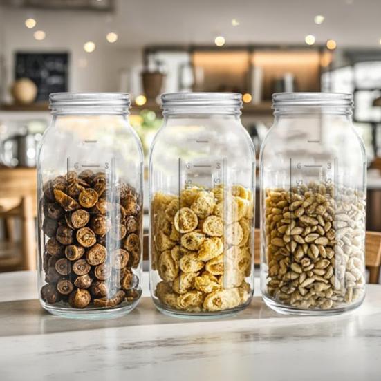 2000ML Wide Mouth Large Food with Lid Mason Glass Jar Storage Jar Dishwasher
