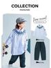 FULONGZAI 2025 Spring Parent-Child Vertical Stripe Shirt for Boys and Girls
