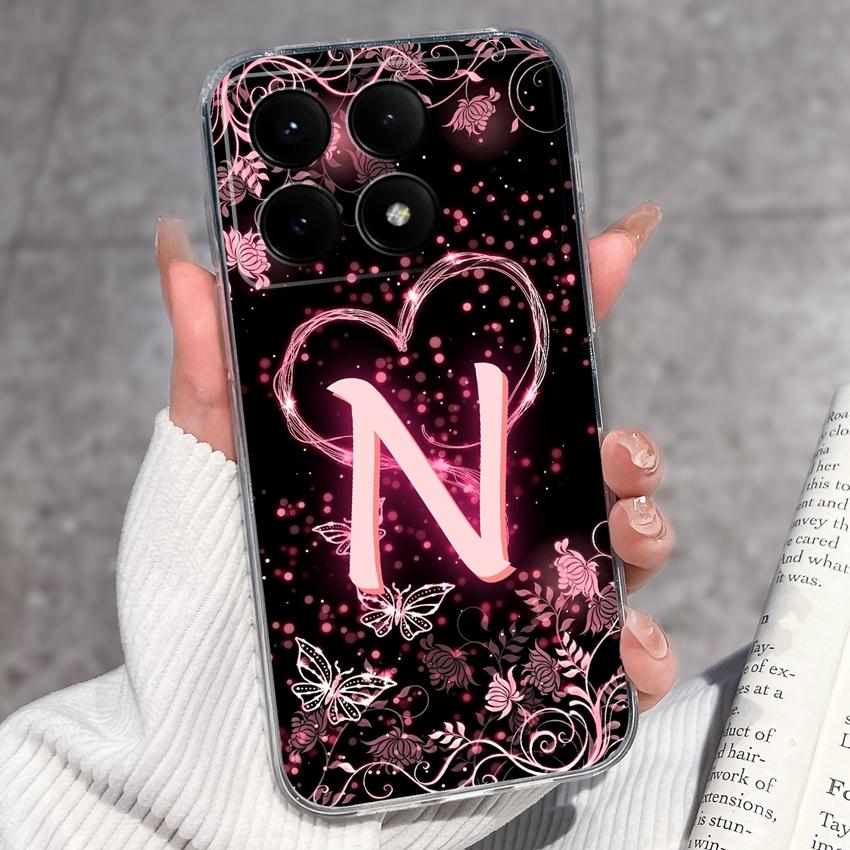 Casing For Redmi K70 K80 K60 K50 K40 K30 K20 Pro K70e K60e K90 Pro Max Phone Case Premium Letters Pattern Transparent TPU Back Cover For Redmi Housing