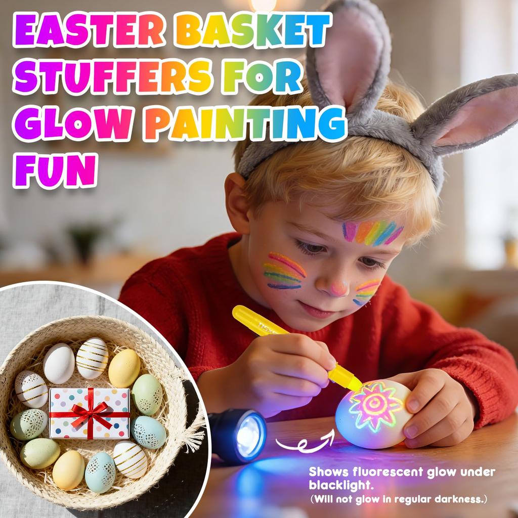 Nsxsu Face Paint Sticks 8 Light Fluorescent Neon Body Paint Crayons for Washable UV Paint Makeup Halloween Glow Party Accessories for Kids